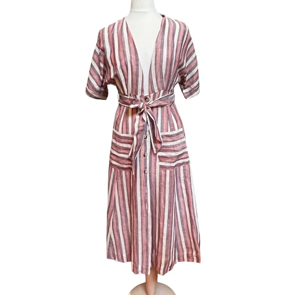 Free People Striped Midi Dress - Pink and White
